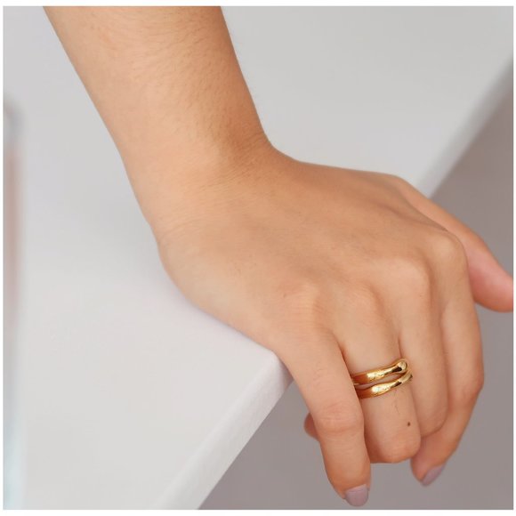 NEW 18K Gold Plated Wave Curve Ring - Picture 15 of 16